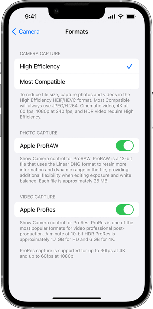 Enable iPhone 13 ProRes
